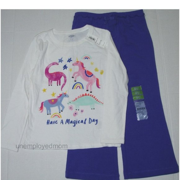 Carter's, Old Navy Other - Purple Pants & Dino Unicorn Tee Girls